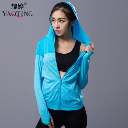 New quick-drying fitness sports jacket ladies long-sleeved hoodie running yoga