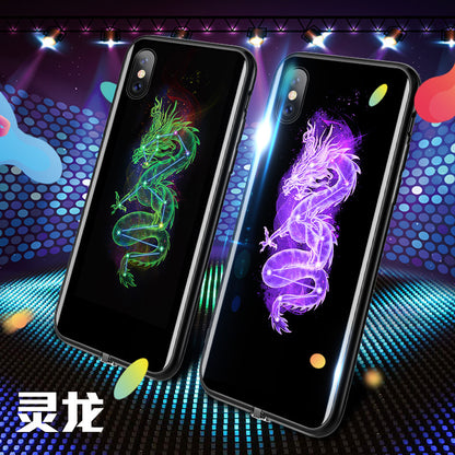 Light-emitting mobile phone shell voice-activated flash shell new luminous glass all-inclusive shatter-resistant sets of personality network red vibrato