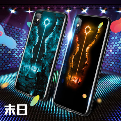 Light-emitting mobile phone shell voice-activated flash shell new luminous glass all-inclusive shatter-resistant sets of personality network red vibrato