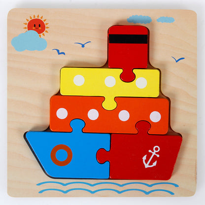 Cross-border hot-selling hot-selling wooden 3D children's matching puzzle customized children's enlightenment wooden educational toys