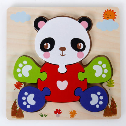 Cross-border hot-selling hot-selling wooden 3D children's matching puzzle customized children's enlightenment wooden educational toys