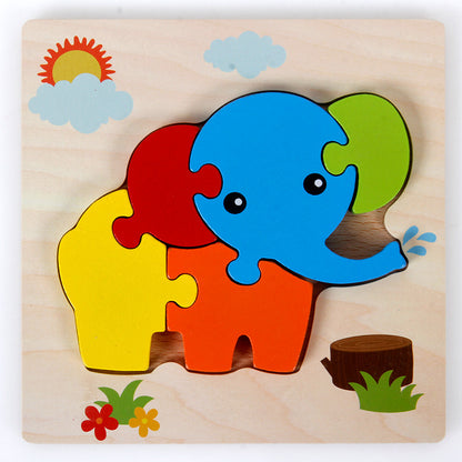 Cross-border hot-selling hot-selling wooden 3D children's matching puzzle customized children's enlightenment wooden educational toys