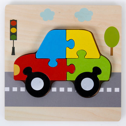 Cross-border hot-selling hot-selling wooden 3D children's matching puzzle customized children's enlightenment wooden educational toys