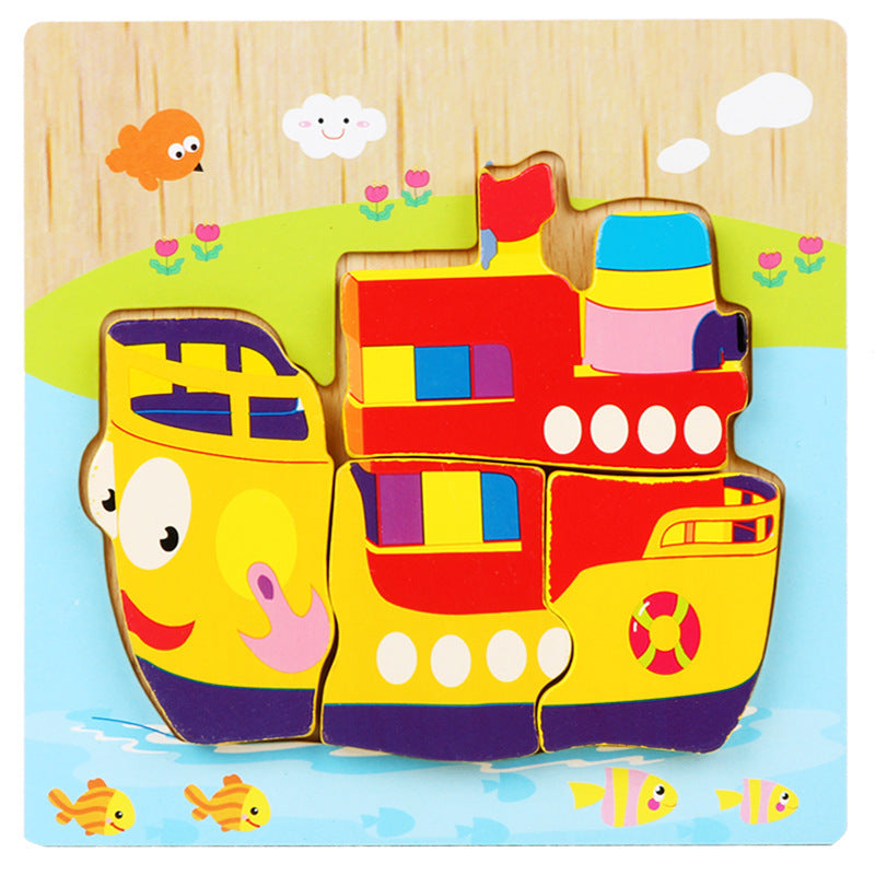 Cross-border hot-selling hot-selling wooden 3D children's matching puzzle customized children's enlightenment wooden educational toys