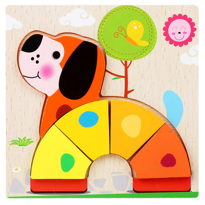 Cross-border hot-selling hot-selling wooden 3D children's matching puzzle customized children's enlightenment wooden educational toys