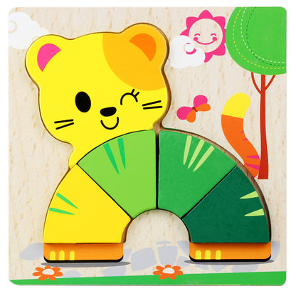 Cross-border hot-selling hot-selling wooden 3D children's matching puzzle customized children's enlightenment wooden educational toys