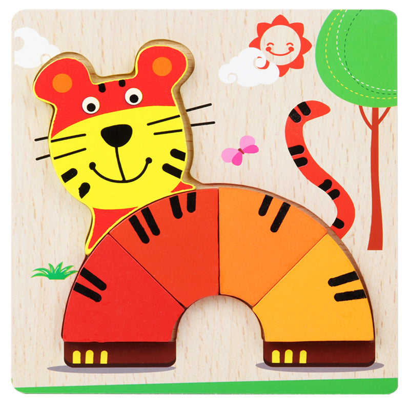 Cross-border hot-selling hot-selling wooden 3D children's matching puzzle customized children's enlightenment wooden educational toys