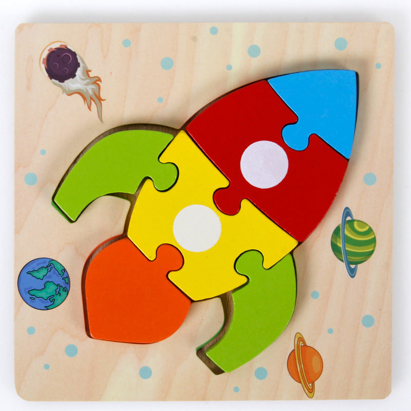 Cross-border hot-selling hot-selling wooden 3D children's matching puzzle customized children's enlightenment wooden educational toys