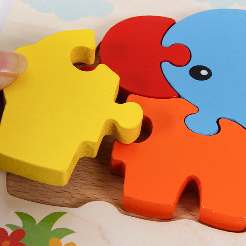 Cross-border hot-selling hot-selling wooden 3D children's matching puzzle customized children's enlightenment wooden educational toys