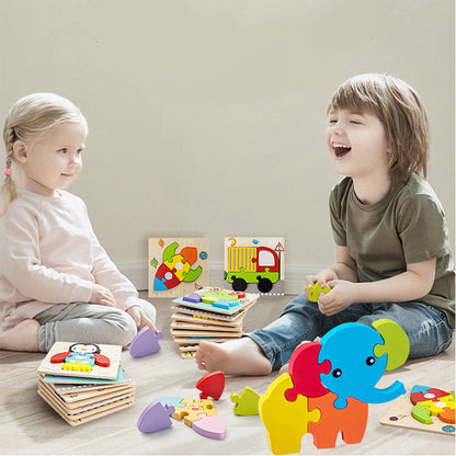 Cross-border hot-selling hot-selling wooden 3D children's matching puzzle customized children's enlightenment wooden educational toys