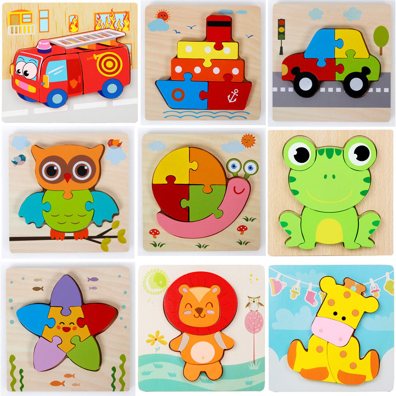 Cross-border hot-selling hot-selling wooden 3D children's matching puzzle customized children's enlightenment wooden educational toys