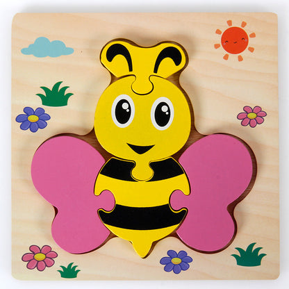 Cross-border hot-selling hot-selling wooden 3D children's matching puzzle customized children's enlightenment wooden educational toys