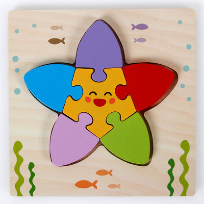 Cross-border hot-selling hot-selling wooden 3D children's matching puzzle customized children's enlightenment wooden educational toys