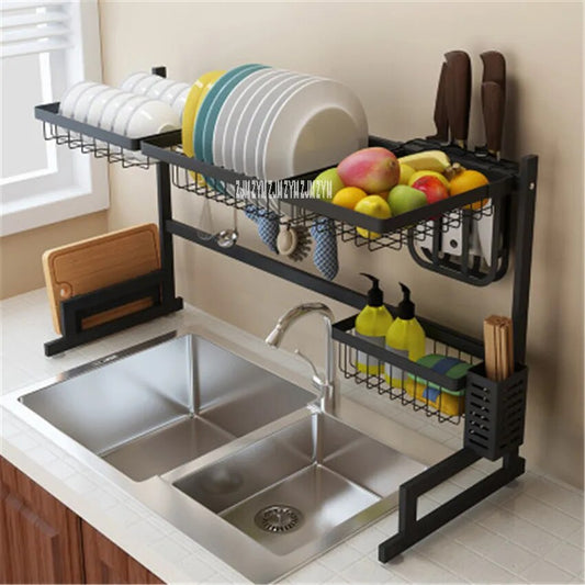 KQ-SCJ 201/304 Stainless Steel Kitchen Shelf Wall Mounted Spice Knife Rack Dish Drainer Chopstick Holder Combination Organizer