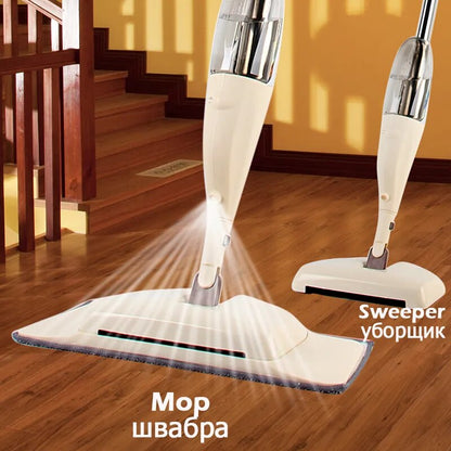 3-in-1 Spray Mop Broom Set Magic Mop Wooden Floor Flat Mops Home Cleaning Tool Household with Reusable Microfiber Pads Lazy Mop